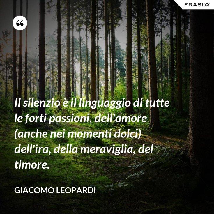 Il Silenzio è Il Linguaggio Di Tutte Le Forti Passioni