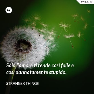 Solo l’amore ti rende così folle e così dannatamente stupido. - Stranger Things