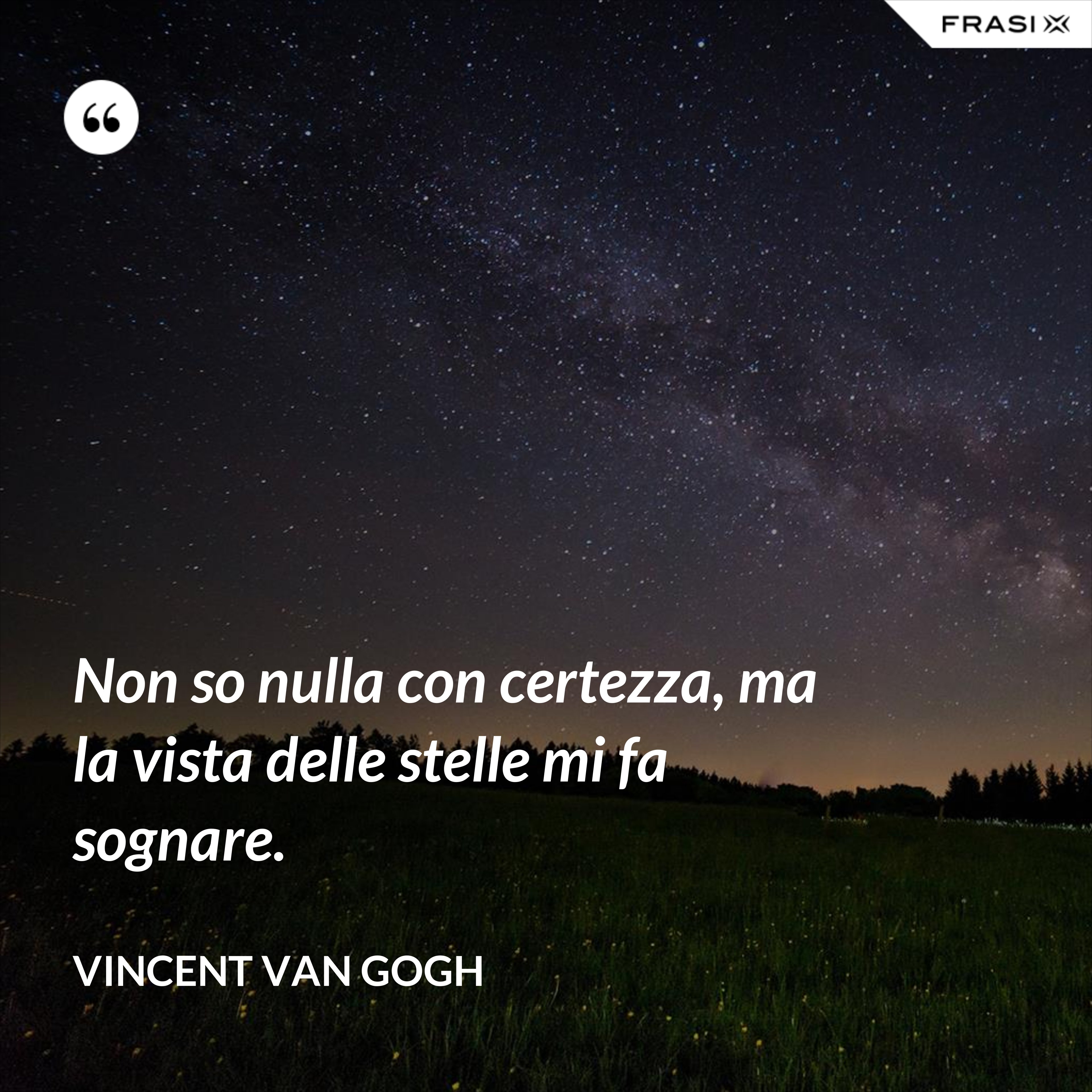 Non so nulla con certezza, ma la vista delle stelle mi fa sognare. - Vincent Van Gogh