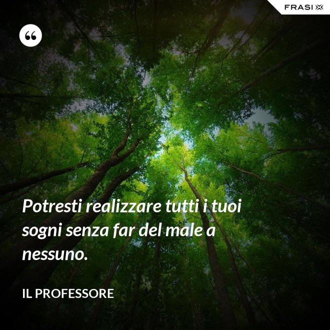 Potresti realizzare tutti i tuoi sogni senza far del male a nessuno. - Il professore