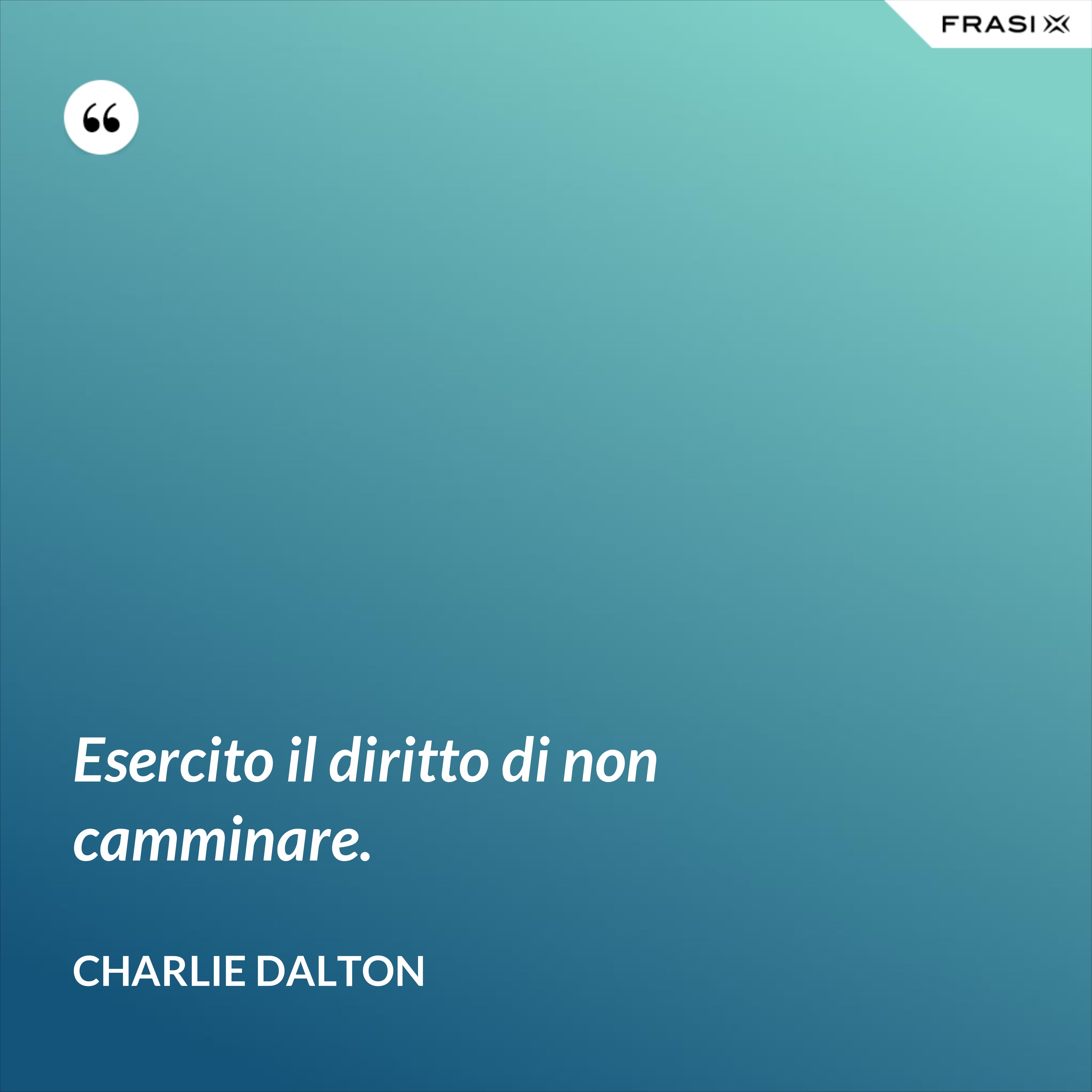 Esercito il diritto di non camminare. - Charlie Dalton