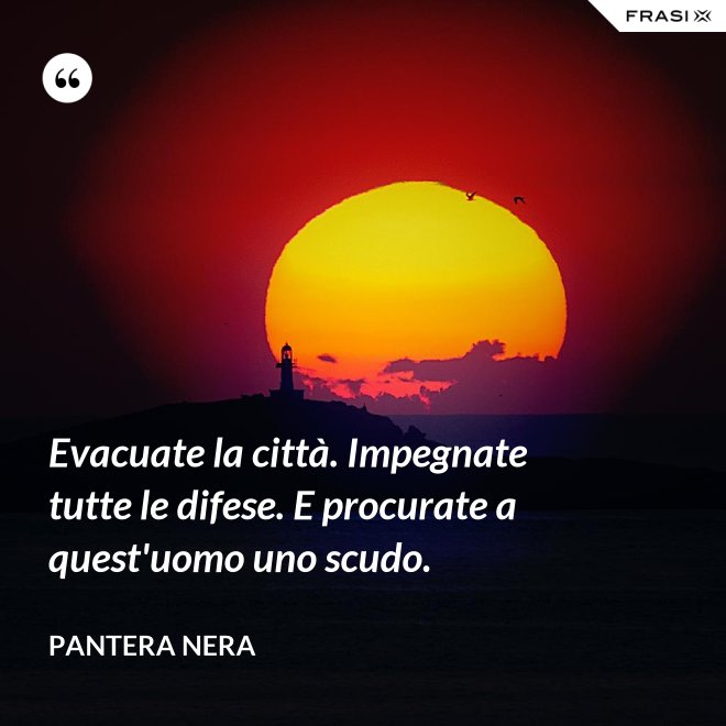 Evacuate la città. Impegnate tutte le difese. E procurate a quest'uomo uno scudo. - Pantera Nera