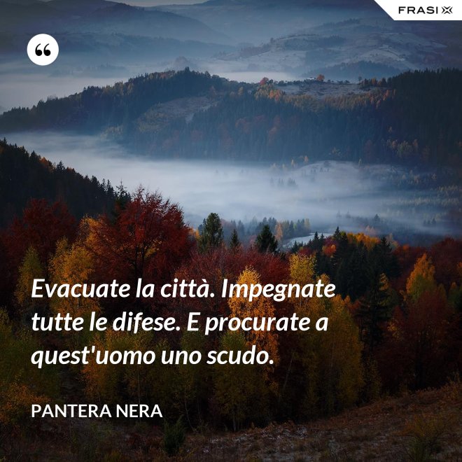 Evacuate la città. Impegnate tutte le difese. E procurate a quest'uomo uno scudo. - Pantera Nera