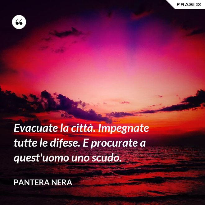 Evacuate la città. Impegnate tutte le difese. E procurate a quest'uomo uno scudo. - Pantera Nera