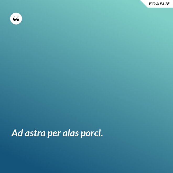 Ad astra per alas porci. - Anonimo