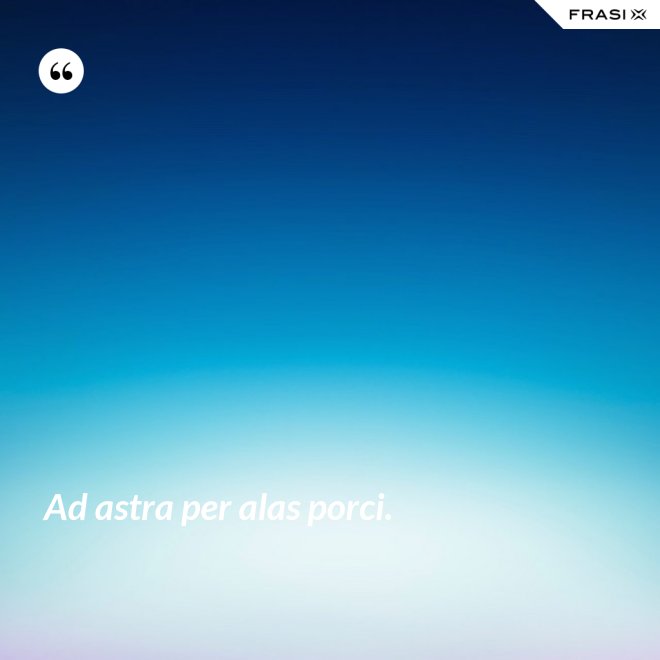 Ad astra per alas porci. - Anonimo