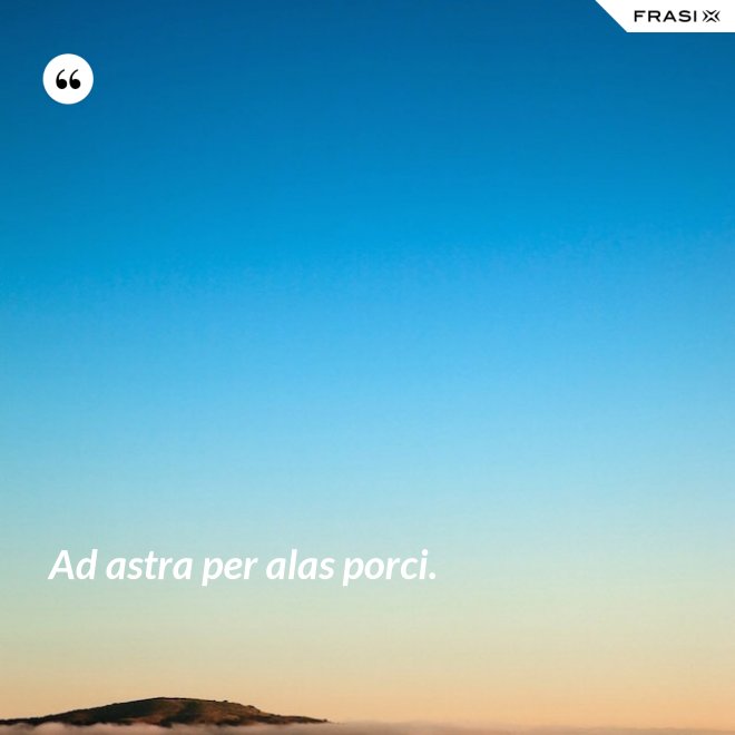 Ad astra per alas porci. - Anonimo