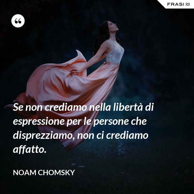 Se non crediamo nella libertà di espressione per le persone che disprezziamo, non ci crediamo affatto. - Noam Chomsky