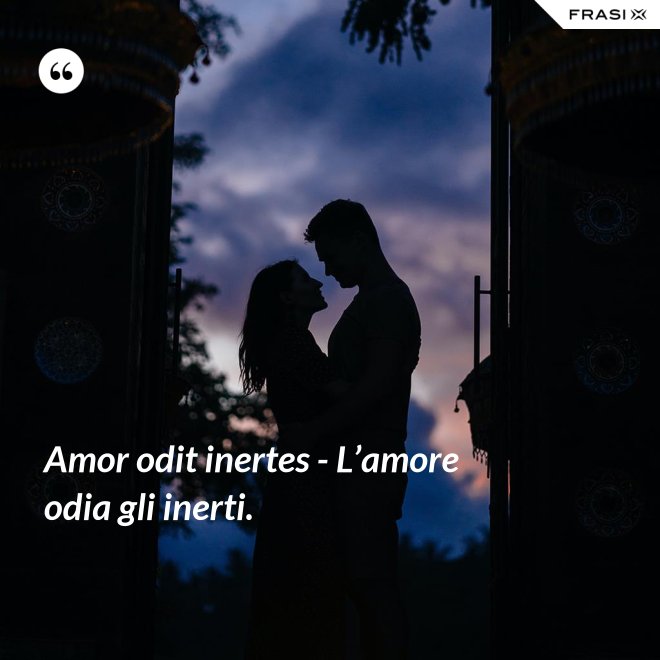 Amor odit inertes - L’amore odia gli inerti. - Anonimo