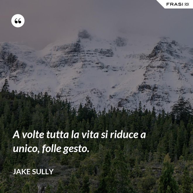 A volte tutta la vita si riduce a unico, folle gesto. - Jake Sully