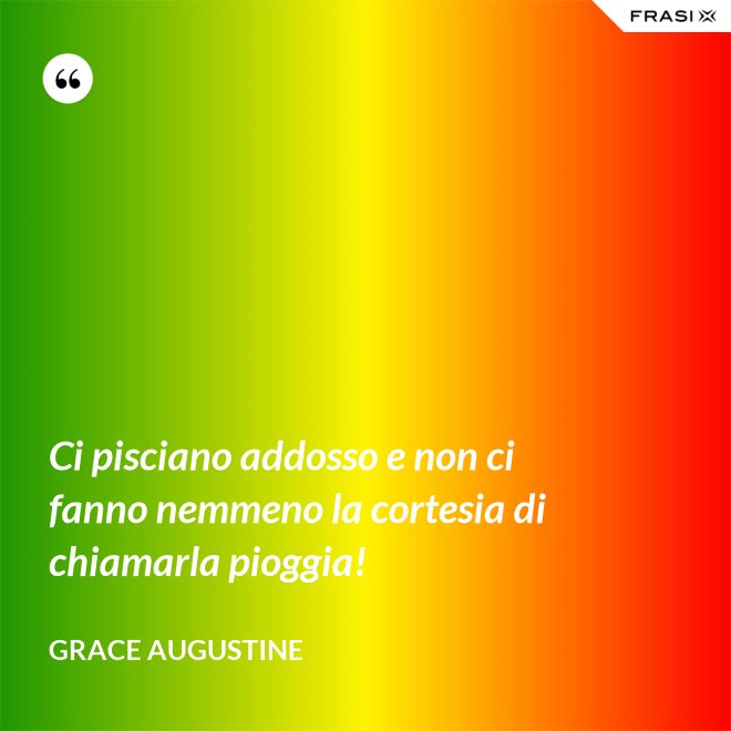 Ci pisciano addosso e non ci fanno nemmeno la cortesia di chiamarla pioggia! - Grace Augustine