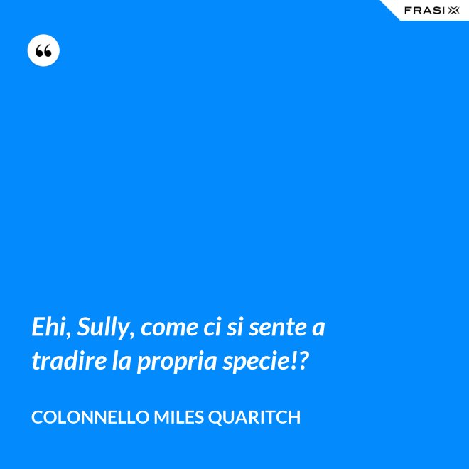 Ehi, Sully, come ci si sente a tradire la propria specie!? - Colonnello Miles Quaritch