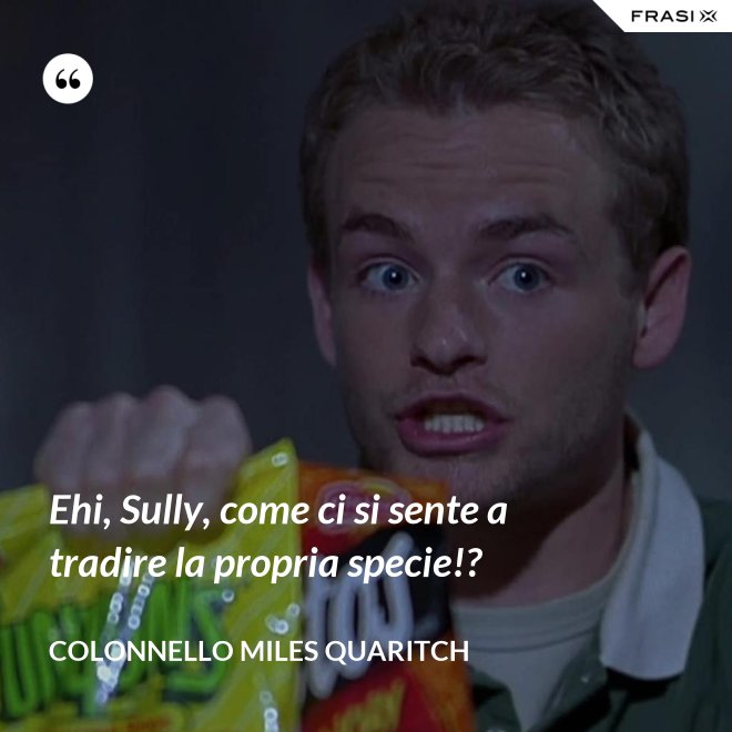 Ehi, Sully, come ci si sente a tradire la propria specie!? - Colonnello Miles Quaritch