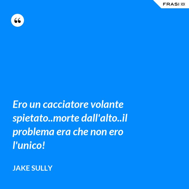Ero un cacciatore volante spietato..morte dall'alto..il problema era che non ero l'unico! - Jake Sully