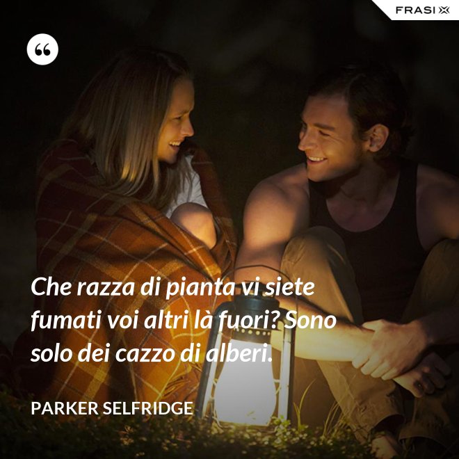 Che razza di pianta vi siete fumati voi altri là fuori? Sono solo dei cazzo di alberi. - Parker Selfridge