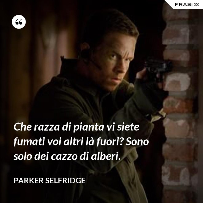 Che razza di pianta vi siete fumati voi altri là fuori? Sono solo dei cazzo di alberi. - Parker Selfridge