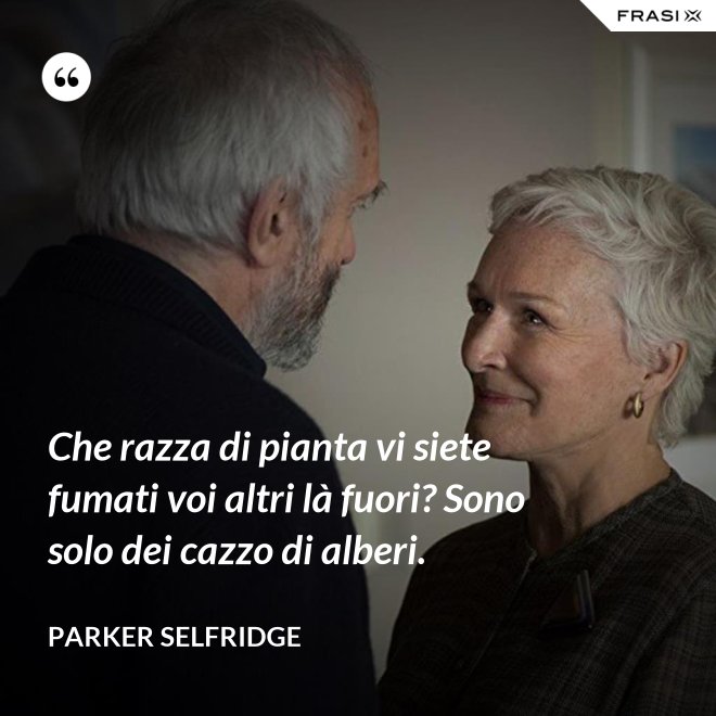Che razza di pianta vi siete fumati voi altri là fuori? Sono solo dei cazzo di alberi. - Parker Selfridge