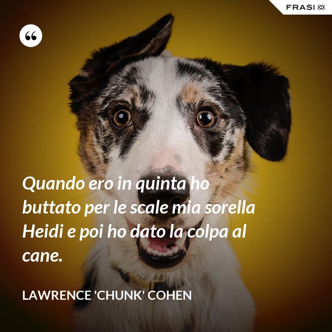 Quando ero in quinta ho buttato per le scale mia sorella Heidi e poi ho dato la colpa al cane. - Lawrence 'Chunk' Cohen