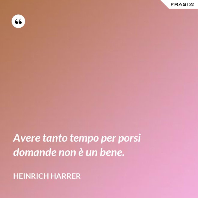 Avere tanto tempo per porsi domande non è un bene. - Heinrich Harrer