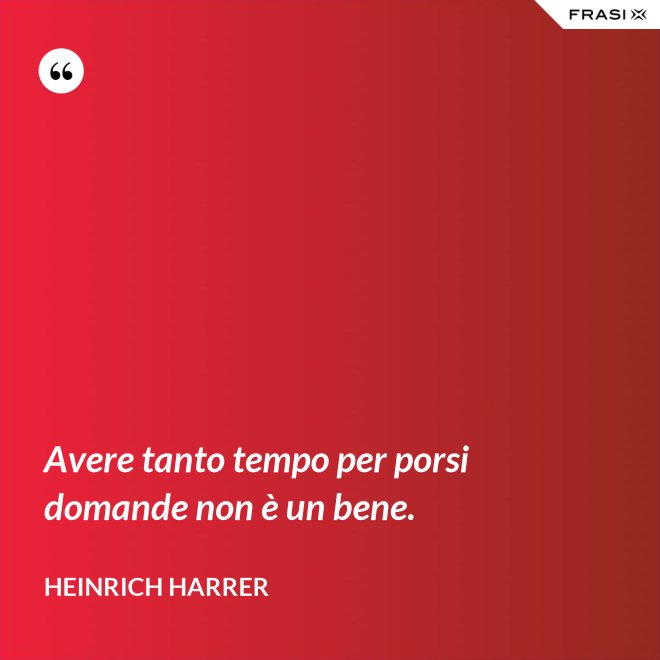 Avere tanto tempo per porsi domande non è un bene. - Heinrich Harrer
