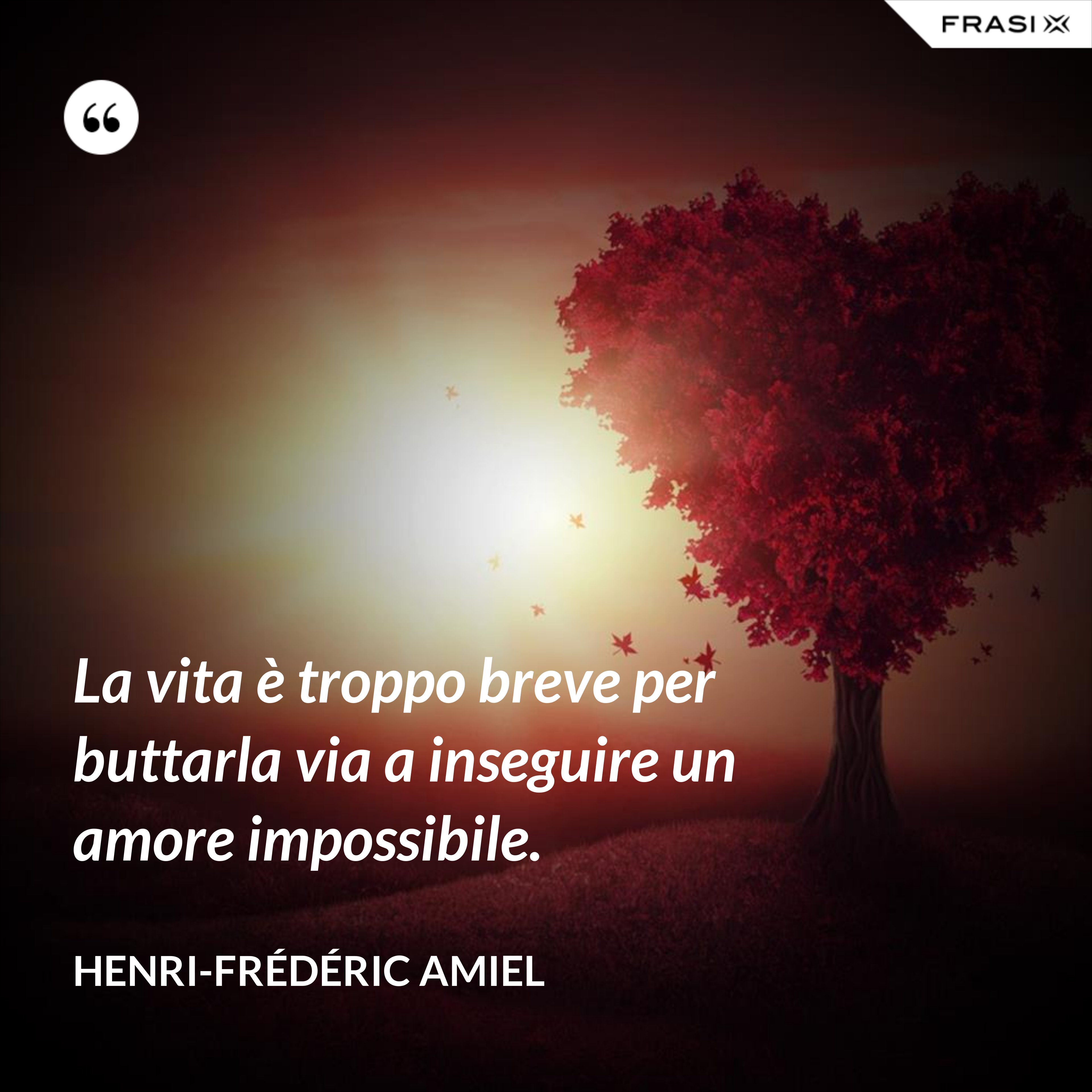 La vita è troppo breve per buttarla via a inseguire un amore impossibile. - Henri-Frédéric Amiel