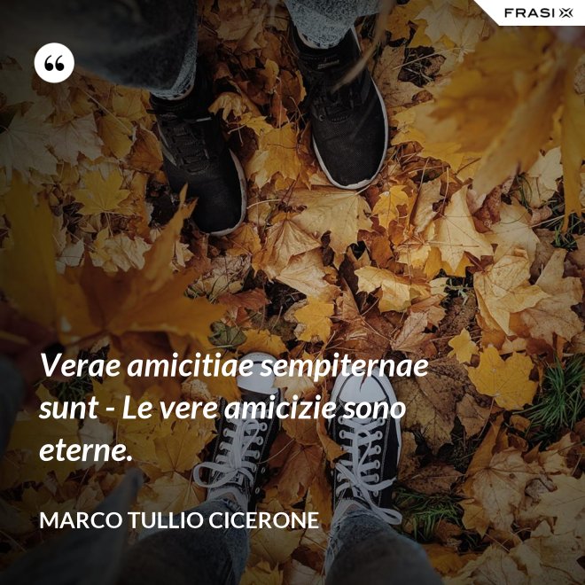 Verae amicitiae sempiternae sunt - Le vere amicizie sono eterne. - Marco Tullio Cicerone
