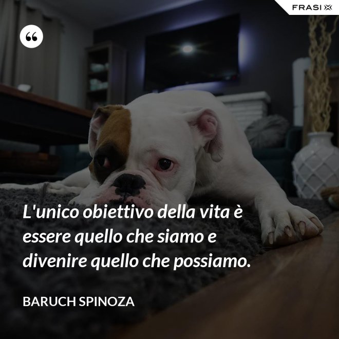 L'unico obiettivo della vita è essere quello che siamo e divenire quello che possiamo. - Baruch Spinoza