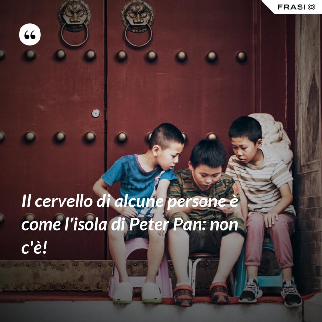 Il cervello di alcune persone è come l'isola di Peter Pan: non c'è! - Anonimo