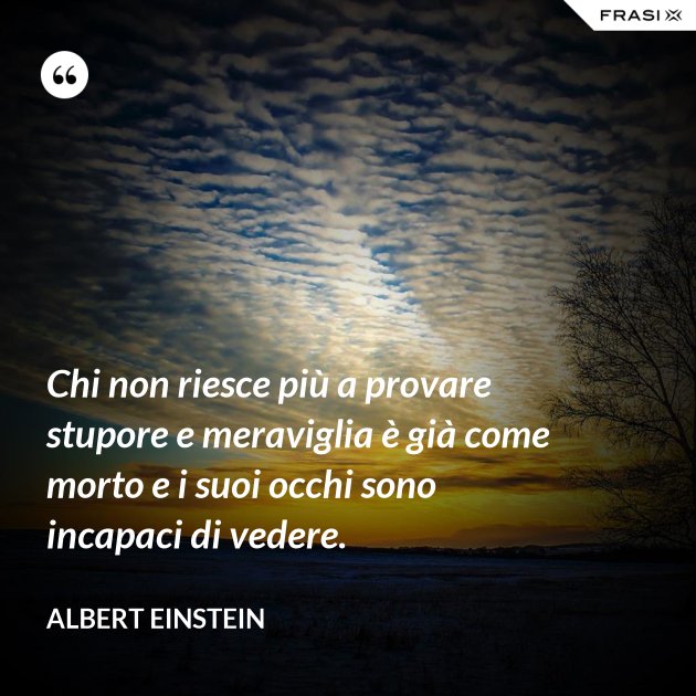 Chi non riesce più a provare stupore e meraviglia è già come morto e i suoi  occhi sono incapaci di vedere.