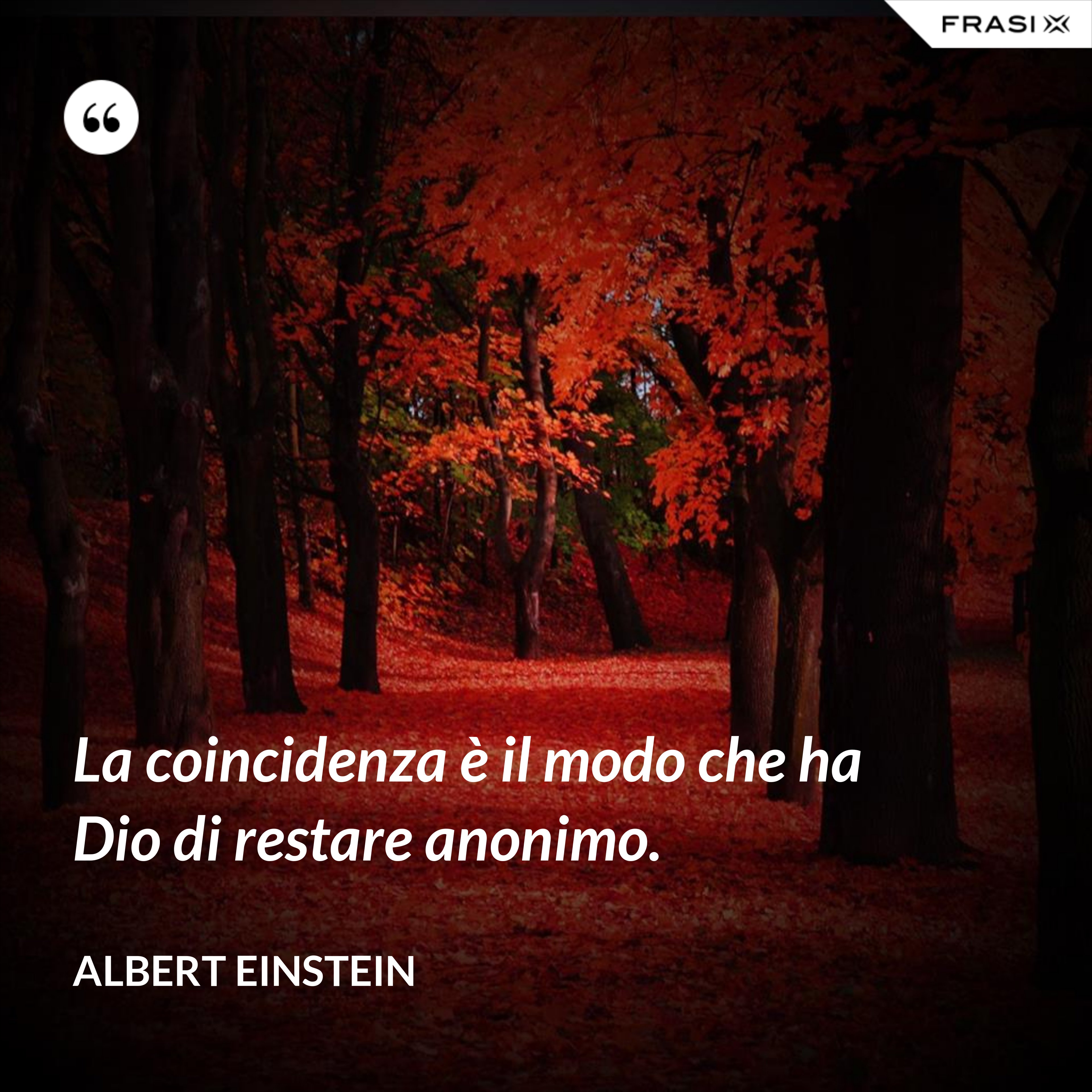 La coincidenza è il modo che ha Dio di restare anonimo. - Albert Einstein