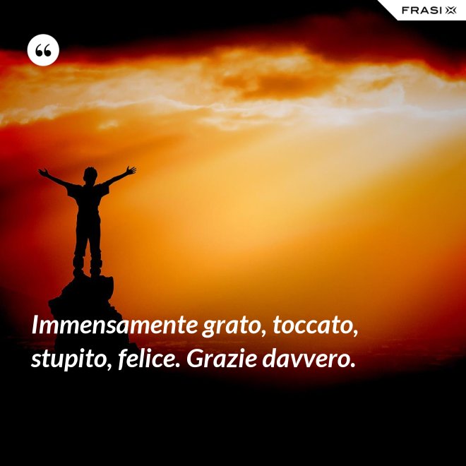Immensamente grato, toccato, stupito, felice. Grazie davvero. - Anonimo