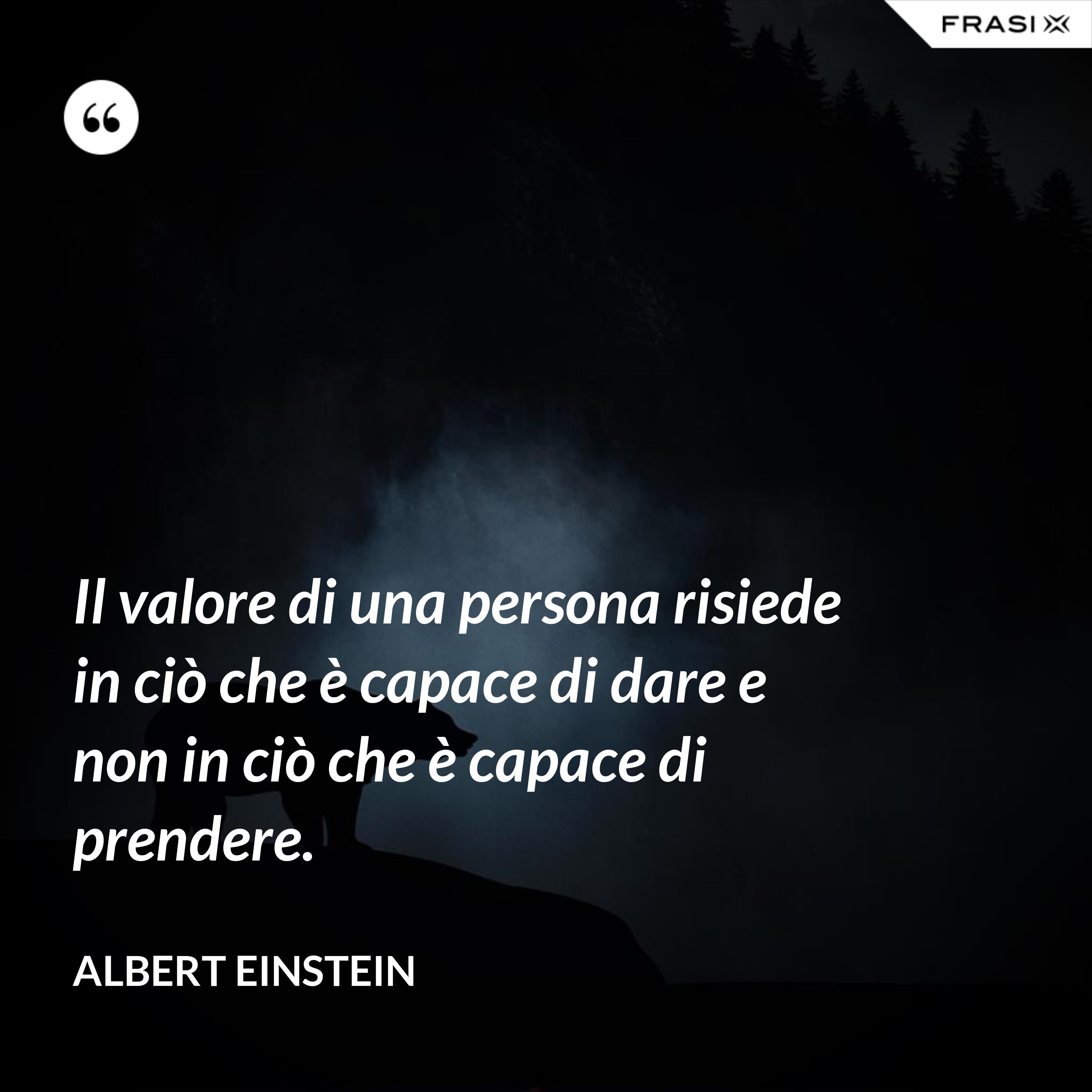 Il valore di una persona risiede in ciò che è capace di dare e non in ciò che è capace di prendere. - Albert Einstein