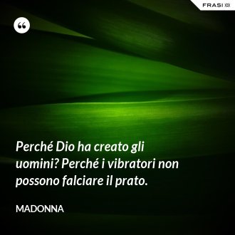 Perché Dio ha creato gli uomini? Perché i vibratori non possono falciare il prato. - Madonna