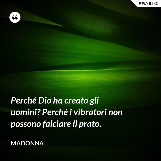 Perché Dio ha creato gli uomini? Perché i vibratori non possono falciare il prato. - Madonna