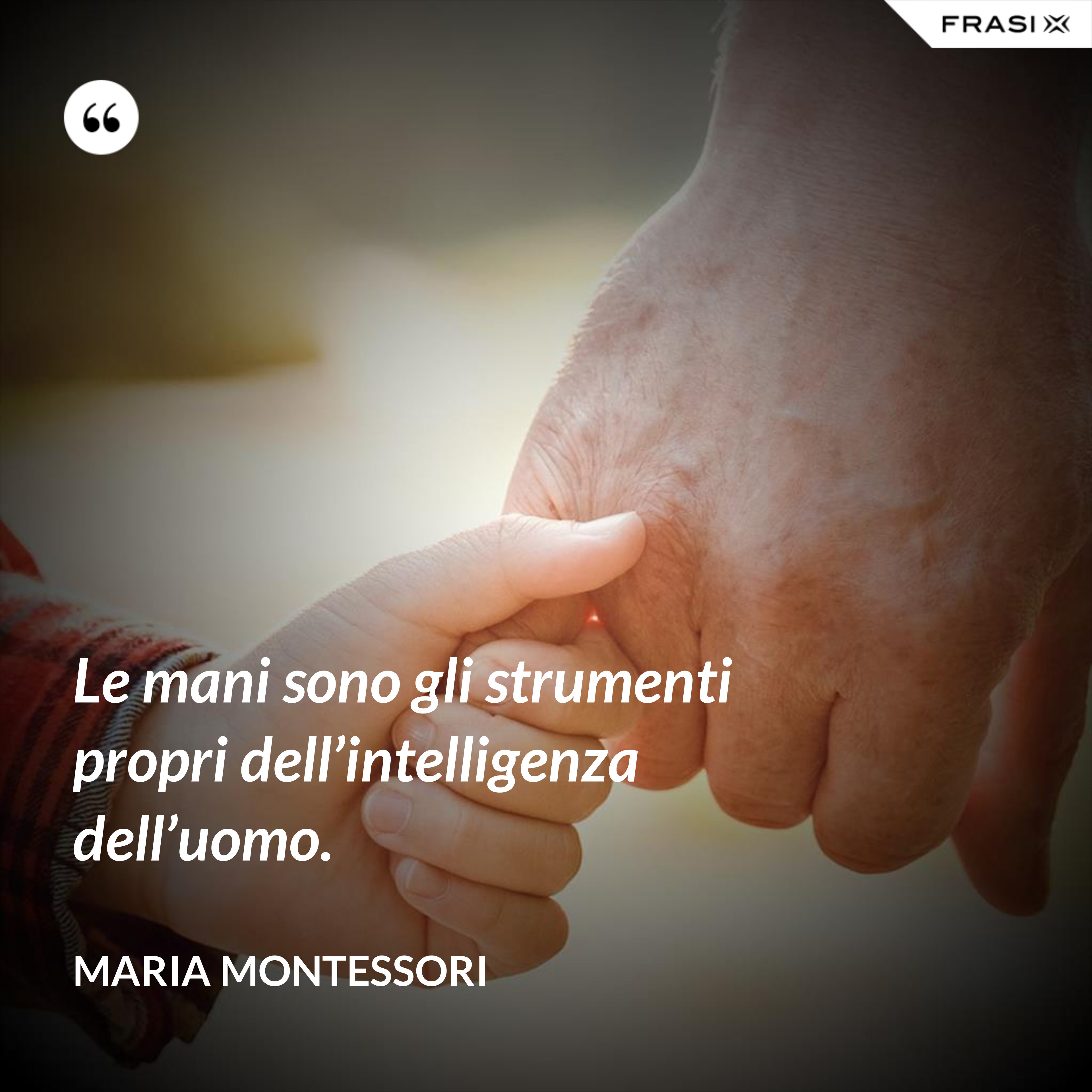 Le mani sono gli strumenti propri dell’intelligenza dell’uomo. - Maria Montessori