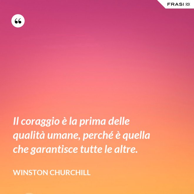 Il coraggio è la prima delle qualità umane, perché è quella che garantisce tutte le altre. - Winston Churchill