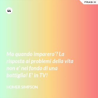 Ma quando imparero'? La risposta ai problemi della vita non e' nel fondo di una bottiglia! E' in TV! - Homer Simpson