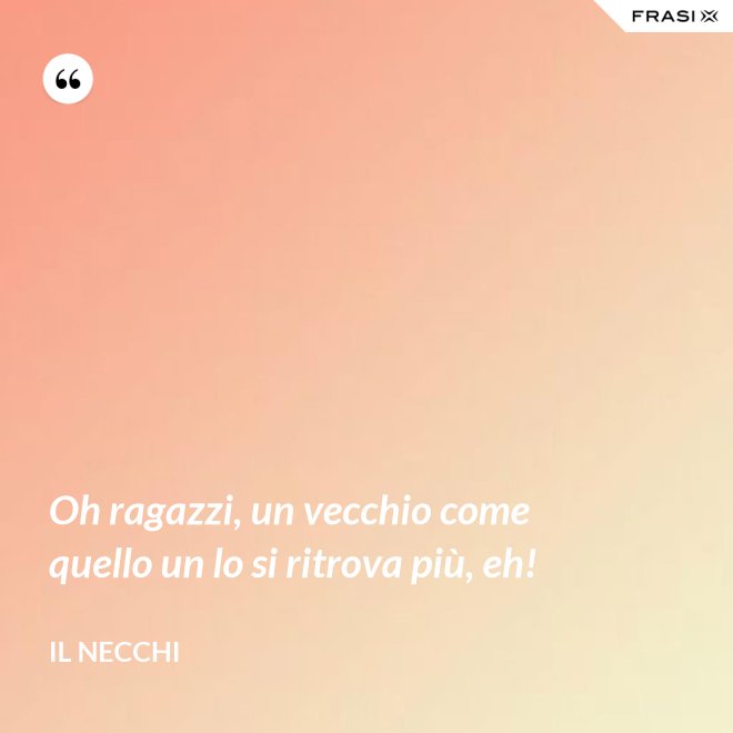 Oh ragazzi, un vecchio come quello un lo si ritrova più, eh! - Il Necchi