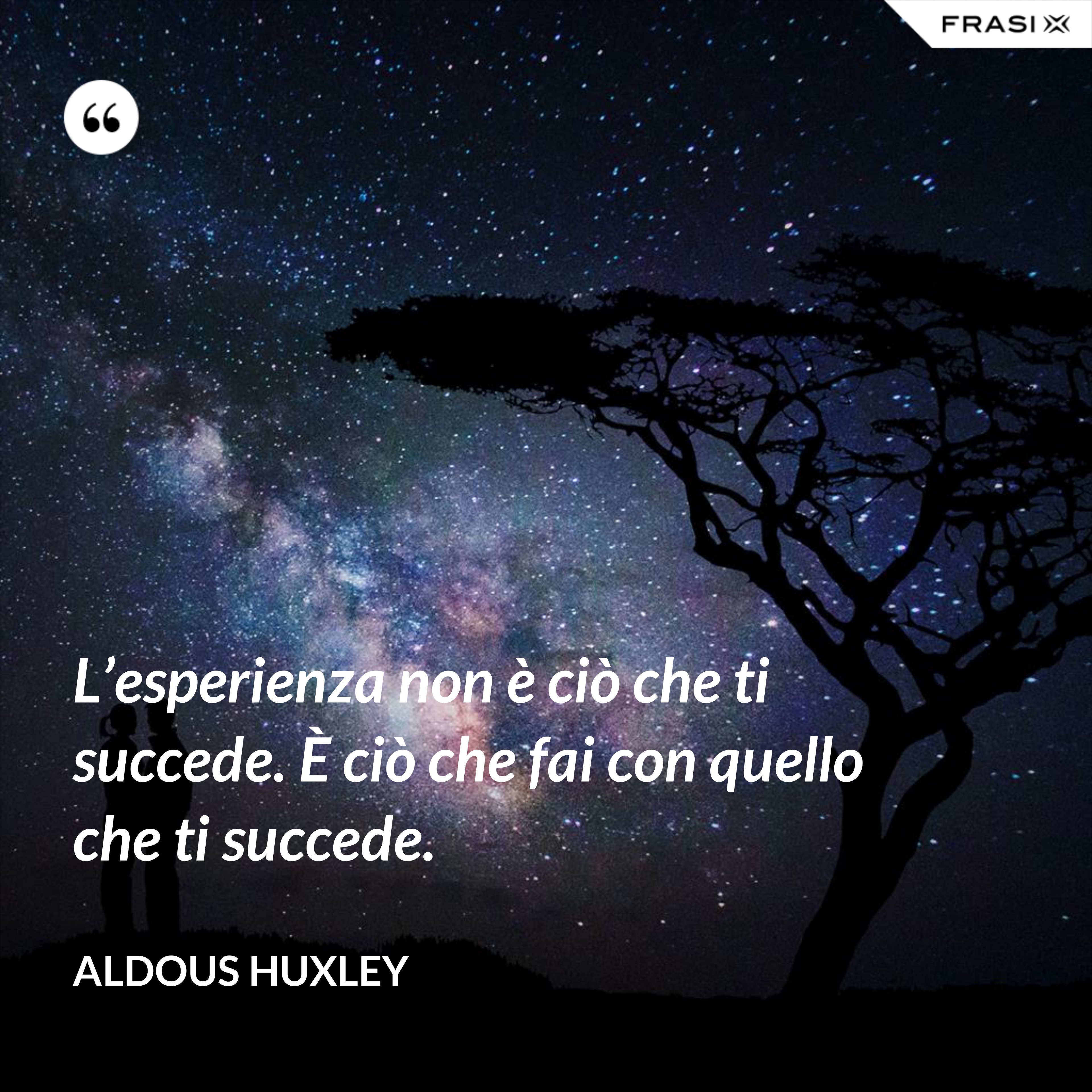 L’esperienza non è ciò che ti succede. È ciò che fai con quello che ti succede. - Aldous Huxley