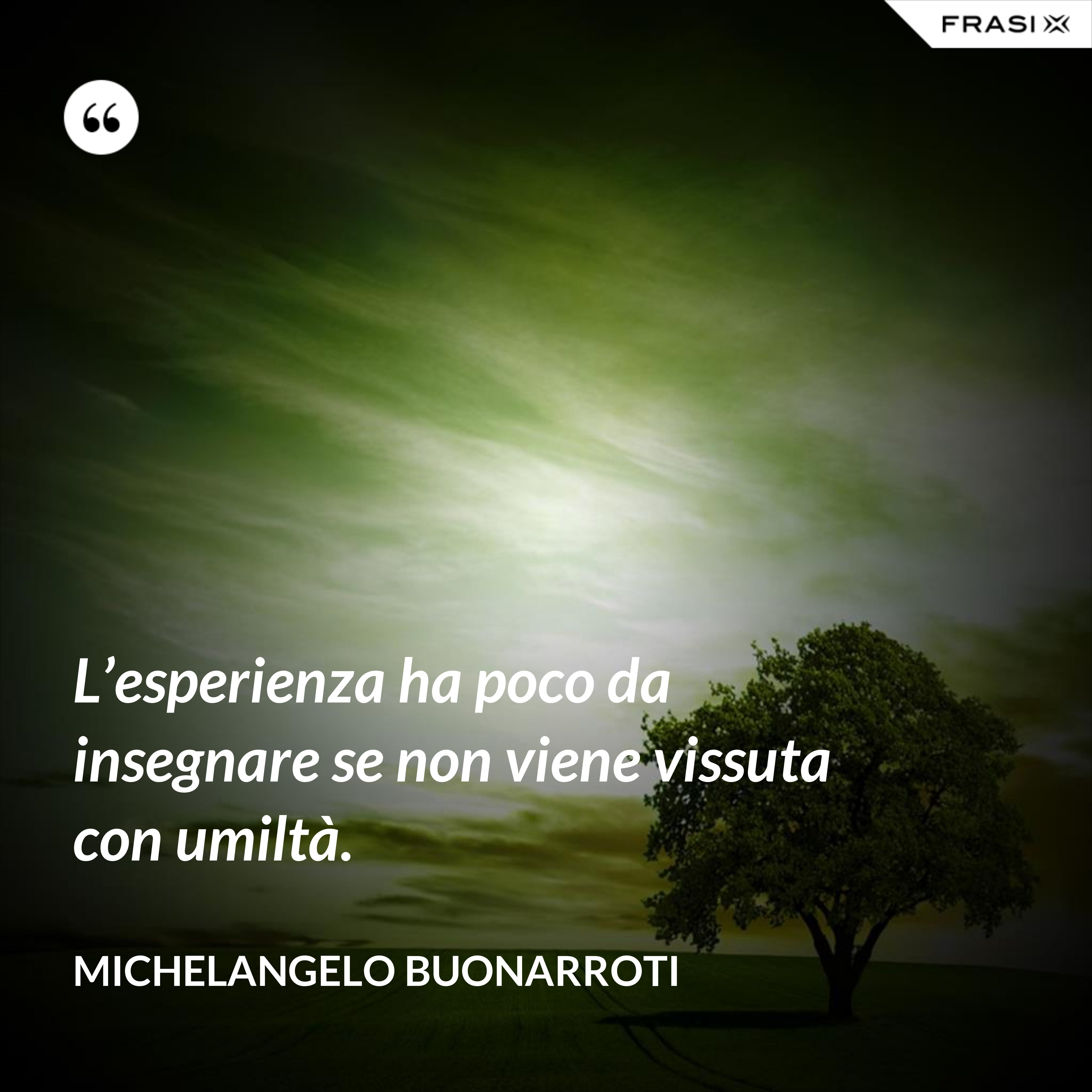 L’esperienza ha poco da insegnare se non viene vissuta con umiltà. - Michelangelo Buonarroti