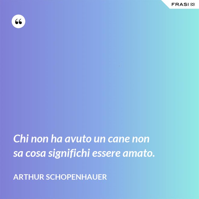 Chi non ha avuto un cane non sa cosa significhi essere amato. - Arthur Schopenhauer