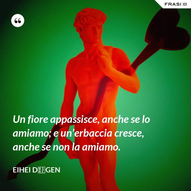 Un fiore appassisce, anche se lo amiamo; e un’erbaccia cresce, anche se non la amiamo. - Eihei Dōgen