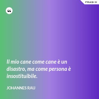Il mio cane come cane è un disastro, ma come persona è insostituibile. - Johannes Rau
