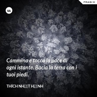 Cammina e tocca la pace di ogni istante. Bacia la terra con i tuoi piedi. - Thích Nhất Hạnh