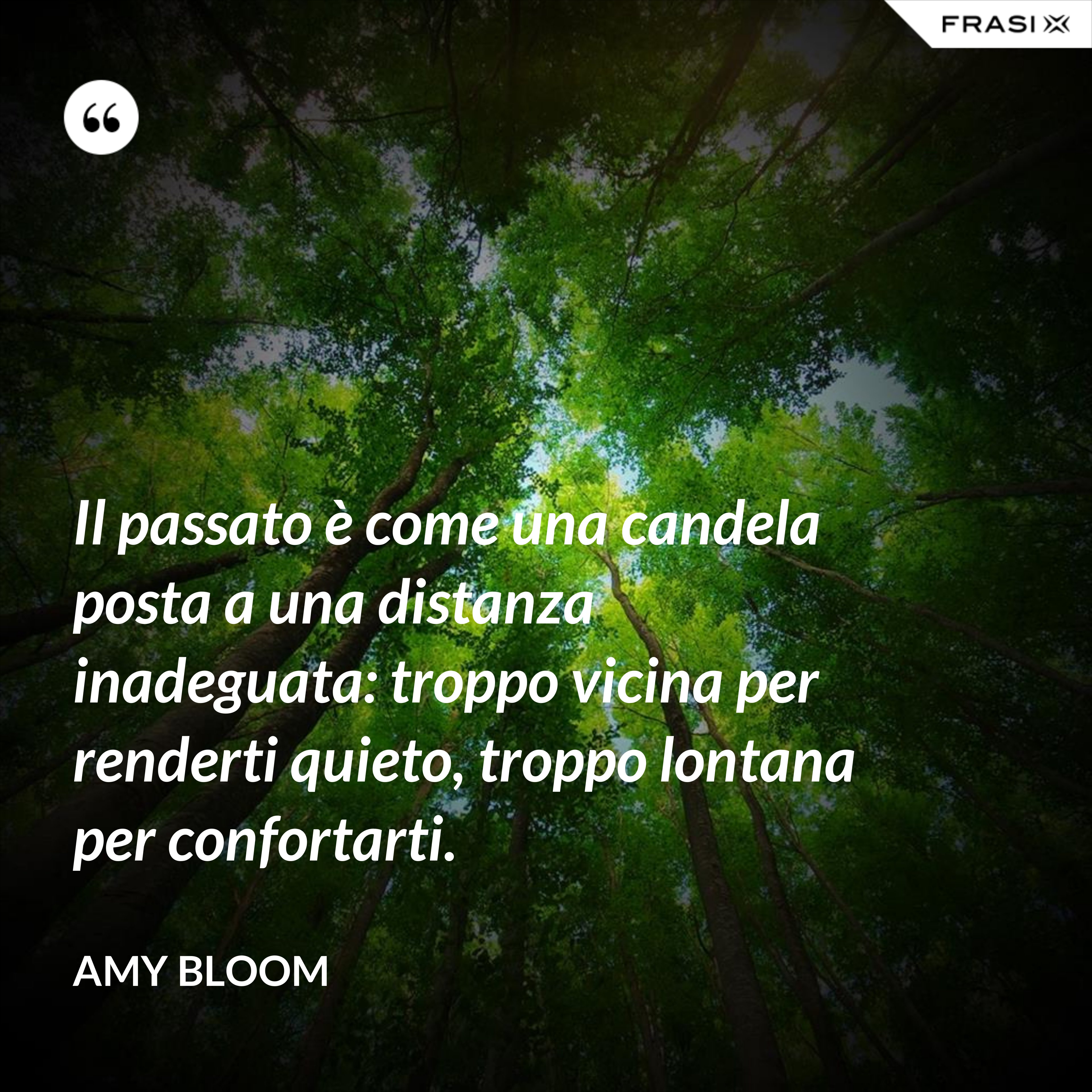 Il passato è come una candela posta a una distanza inadeguata: troppo vicina per renderti quieto, troppo lontana per confortarti. - Amy Bloom