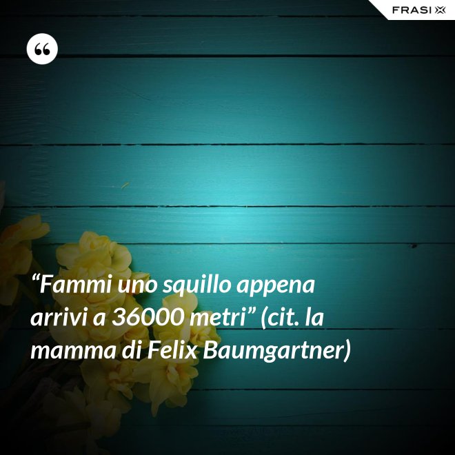 “Fammi uno squillo appena arrivi a 36000 metri” (cit. la mamma di Felix Baumgartner) - Anonimo