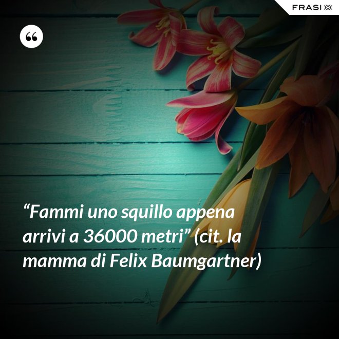 “Fammi uno squillo appena arrivi a 36000 metri” (cit. la mamma di Felix Baumgartner) - Anonimo