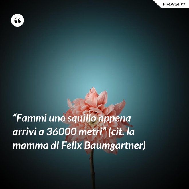 “Fammi uno squillo appena arrivi a 36000 metri” (cit. la mamma di Felix Baumgartner) - Anonimo