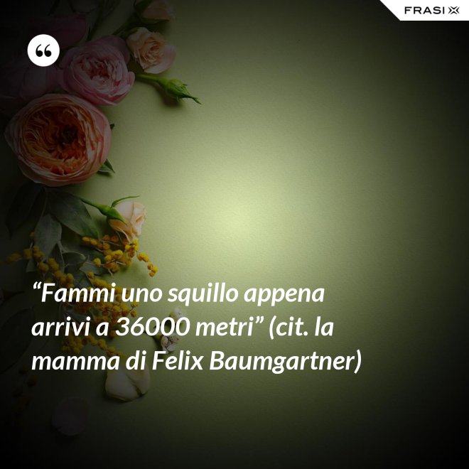 “Fammi uno squillo appena arrivi a 36000 metri” (cit. la mamma di Felix Baumgartner) - Anonimo