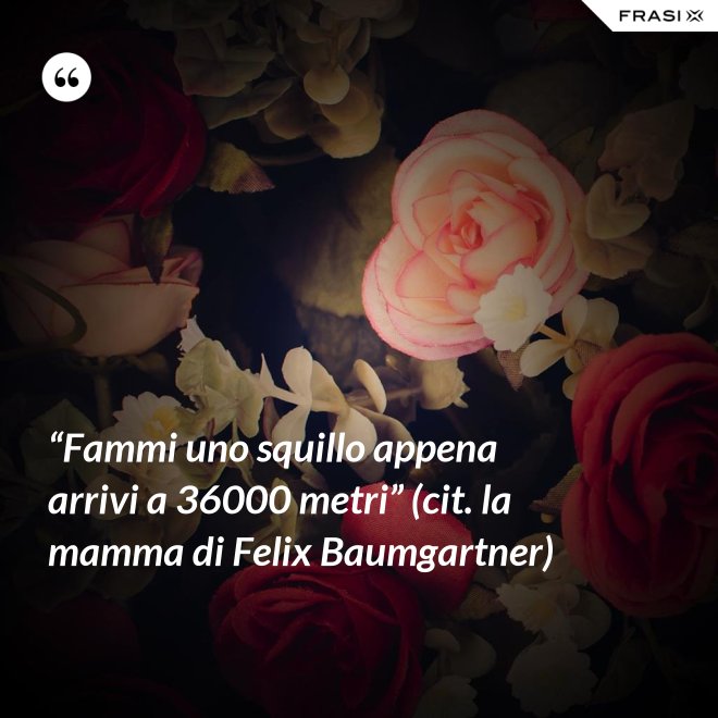 “Fammi uno squillo appena arrivi a 36000 metri” (cit. la mamma di Felix Baumgartner) - Anonimo
